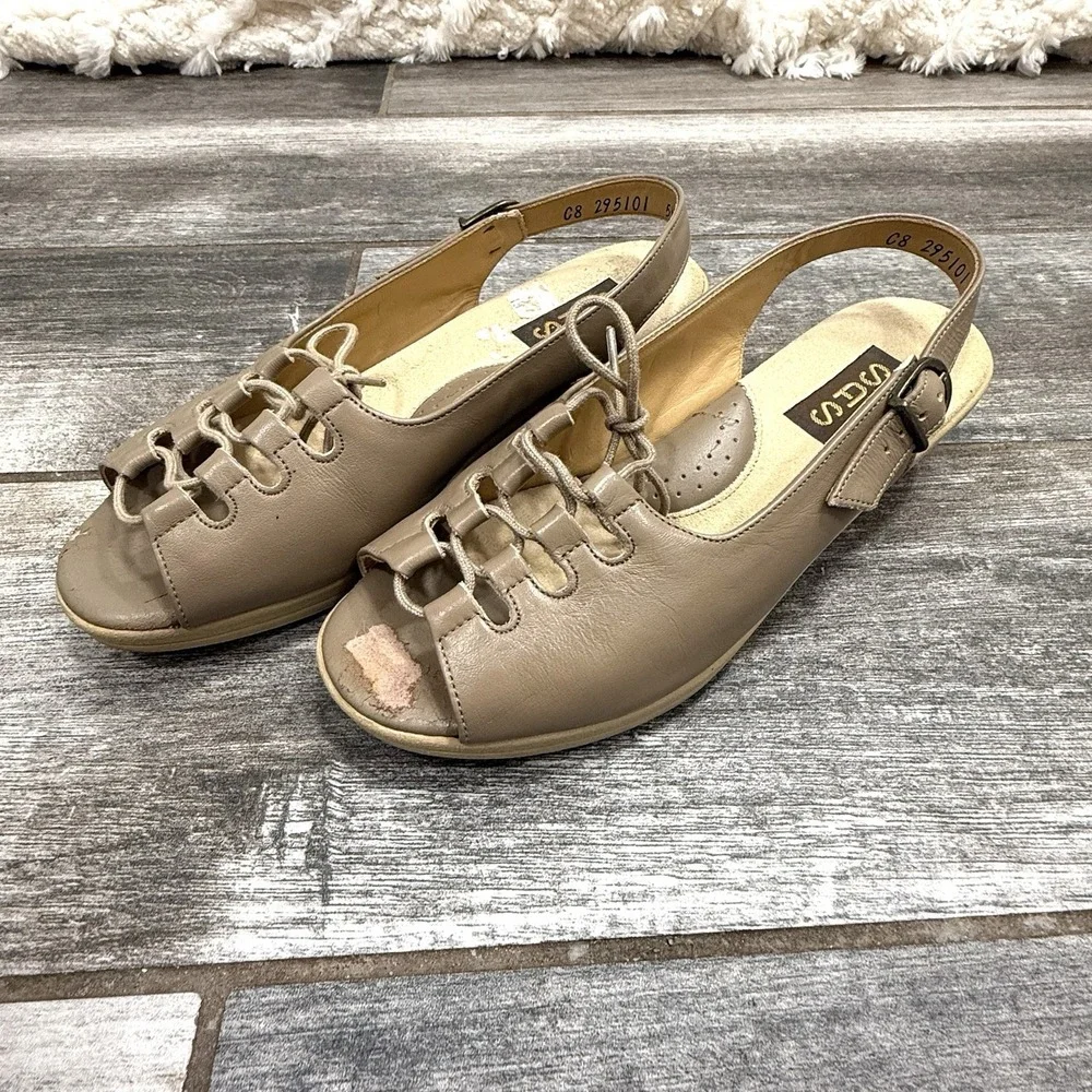 Vintage SAS Mocha Ghillie Shoes 1990's Women's 5.5 M‎ Open Walking Sandal Shoes